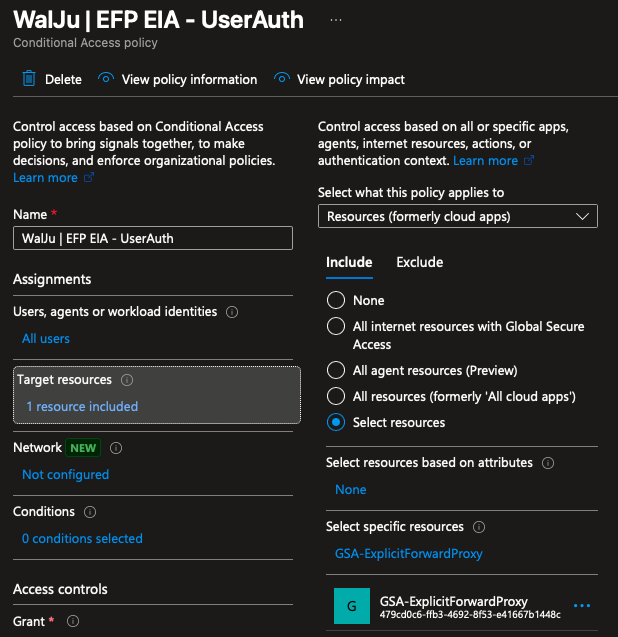 Conditional Access: EIA Security Profile zuweisen - Schritt 1