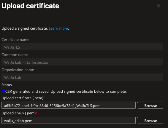 Signiertes Zertifikat in EIA hochladen